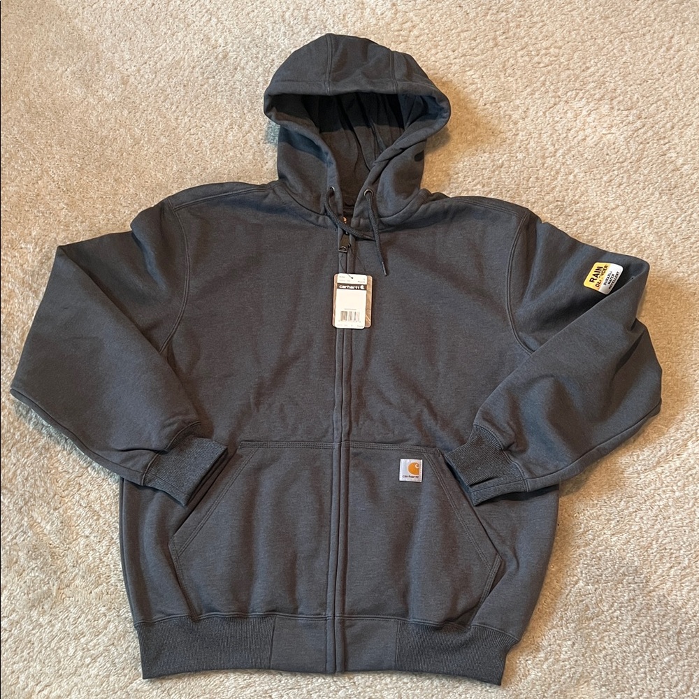 Men’s Carhartt Paxton Rain Defender Heavyweight Full Zip Hoodie Carbon Heather L